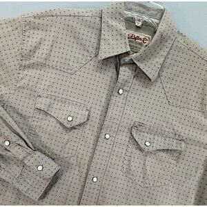 Rafter C Cowboy Collection Western Shirt Men's XL Beige Snap Front Long Sleeve